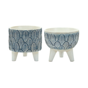 Geometric-Leaf-Planter-with-Legs-(Set-of-2)-Pots-&-Planters