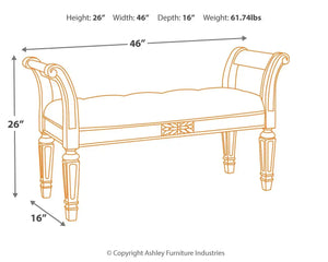 Realyn - Accent Bench - Antique White - Best Buy Furniture