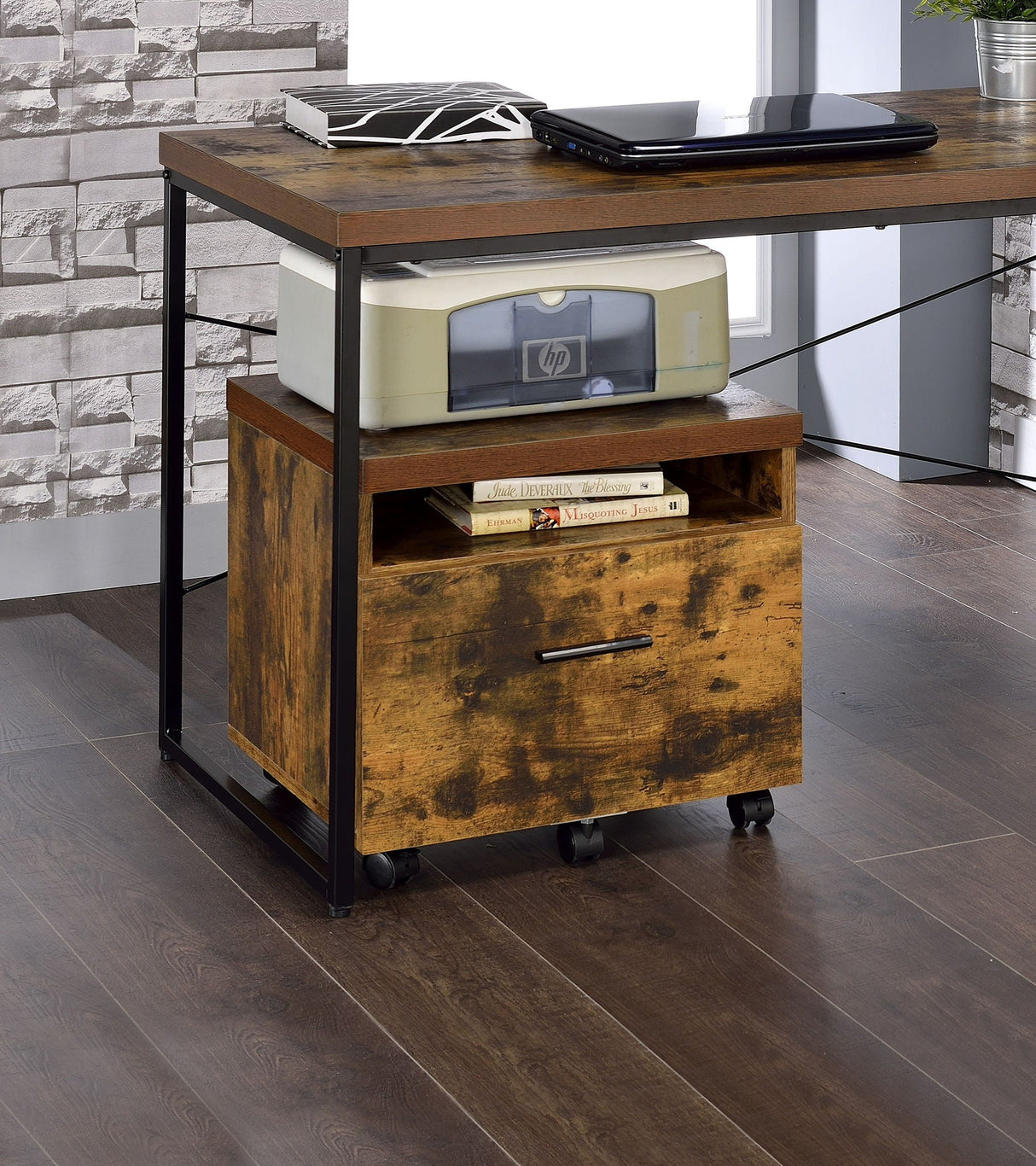 Bob - File Cabinet - Weathered Oak / Black - Best Buy Furniture