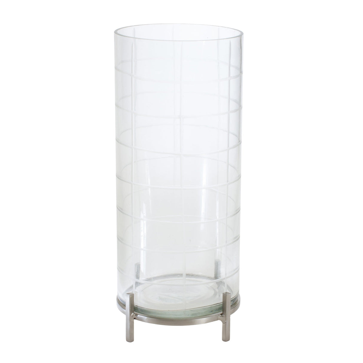 Patterned-Glass-Candle-Holder-with-Metal-Stand-Candle-Holders