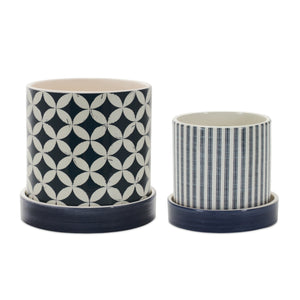 Geometric-Pattern-Planter-with-Plate-(Set-of-2)-Pots-&-Planters