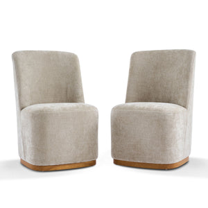 Indoor Upholstered Dining Chair (Set of 2) With Sturdy Frame - Oatmeal