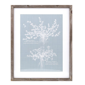 Wood framed encyclopedia floral outline under glass (set of 4)