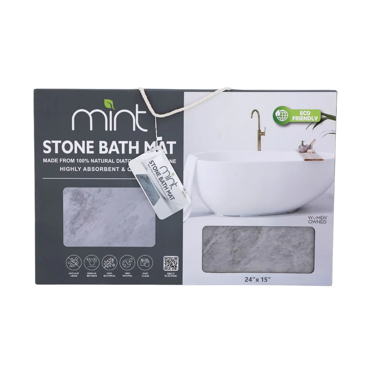4 Colors! - 24'' x 15'' Diatomaceous Quick Drying Stone Bath Mat