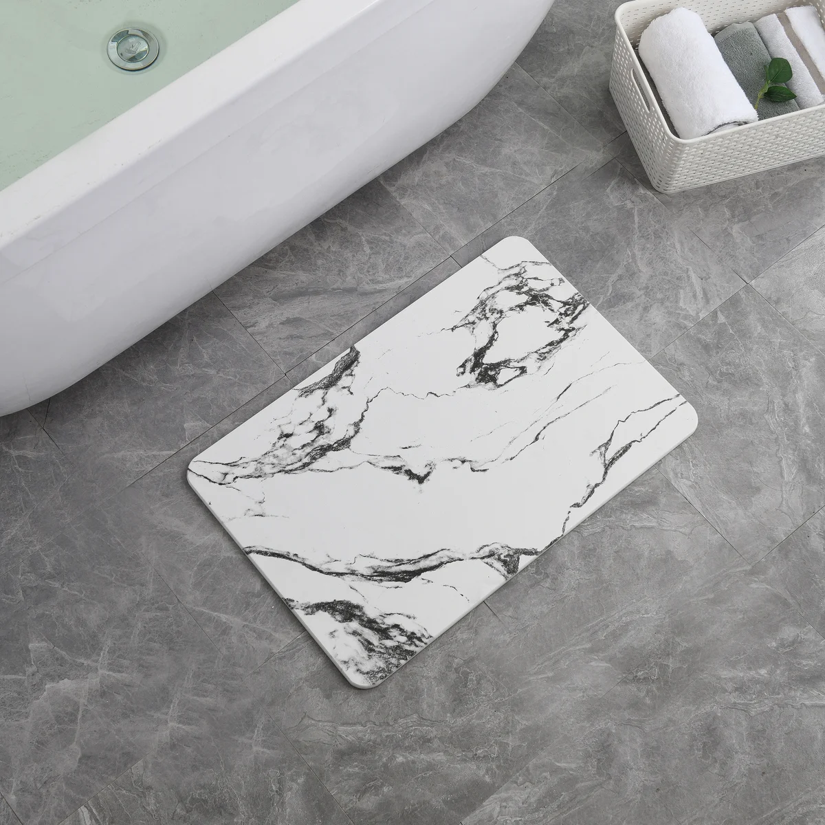 4 Colors! - 24'' x 15'' Diatomaceous Quick Drying Stone Bath Mat