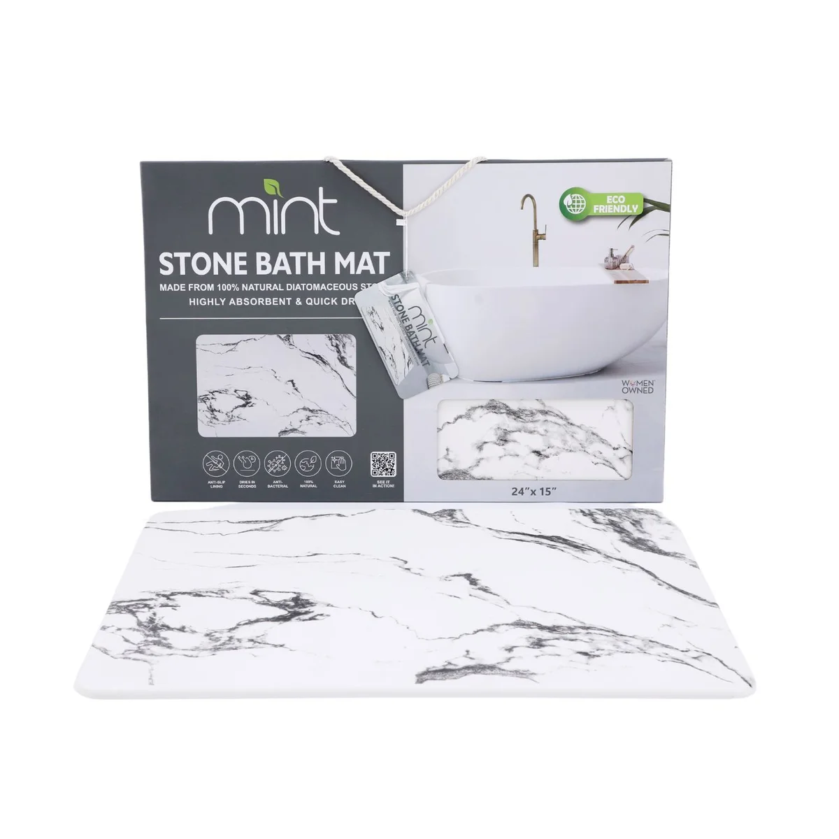 4 Colors! - 24'' x 15'' Diatomaceous Quick Drying Stone Bath Mat