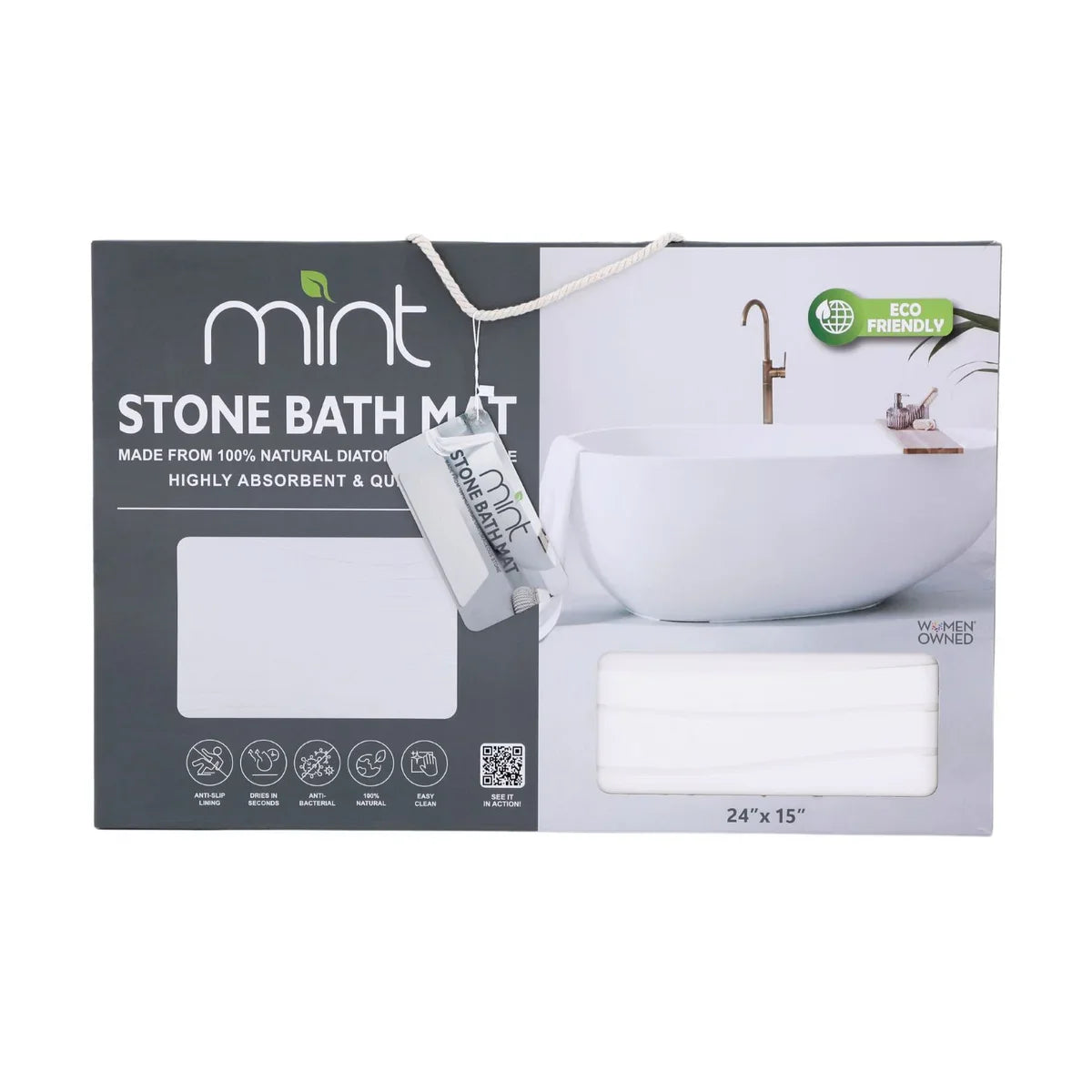 Off White Wave Stone Bath Mat - Dimensions: 24"x15"