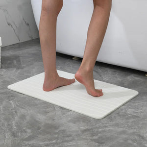 Off White Wave Stone Bath Mat - Dimensions: 24"x15"