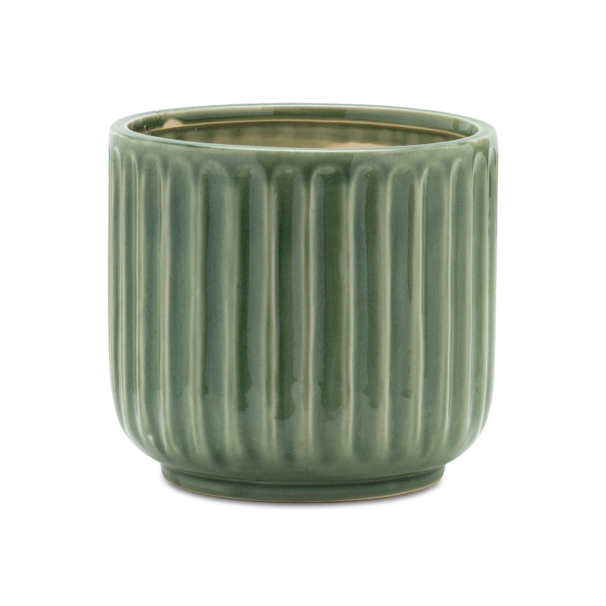 Green Ribbed Terra Cotta Pot Planter (Set of 3)