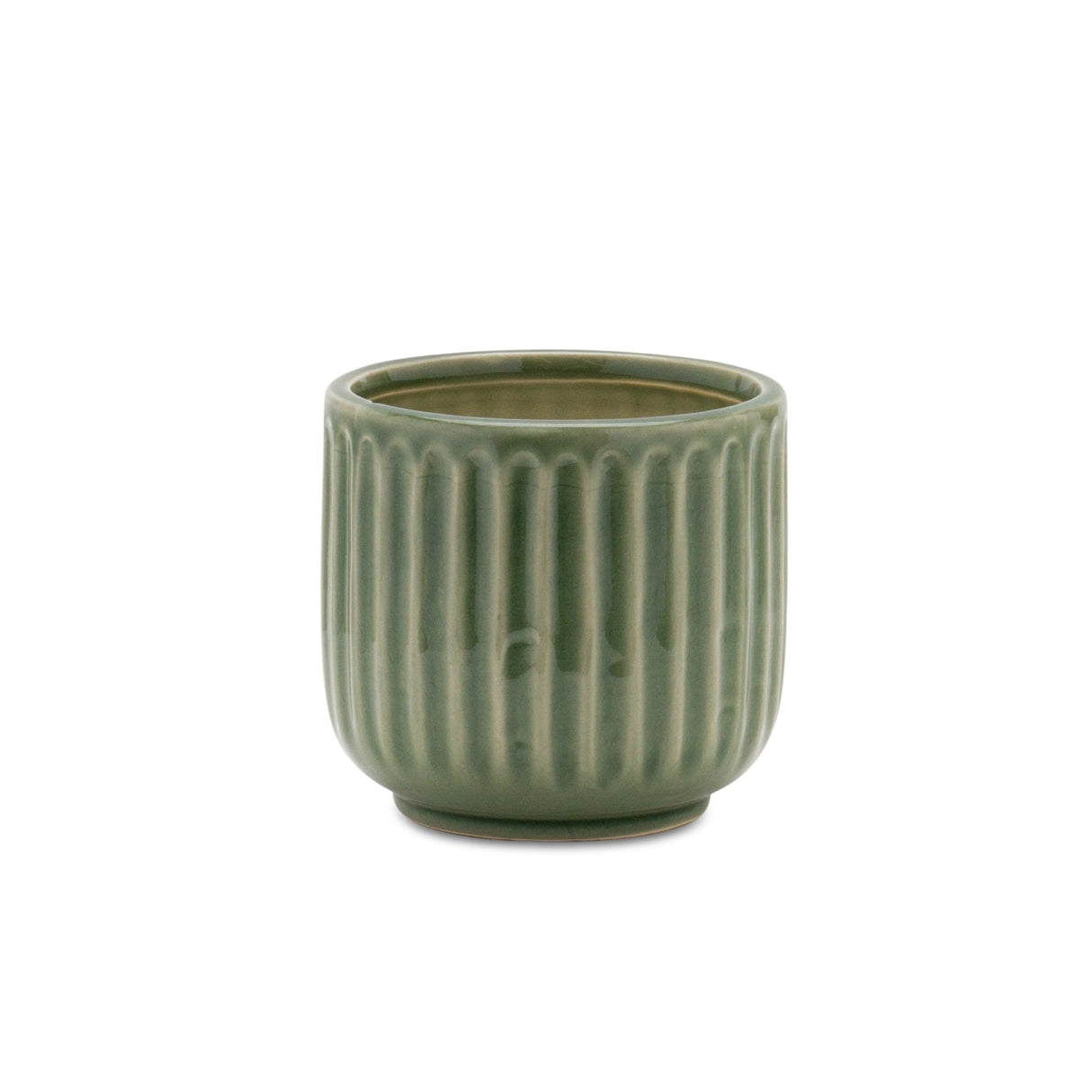 Green Ribbed Terra Cotta Pot Planter (Set of 3)