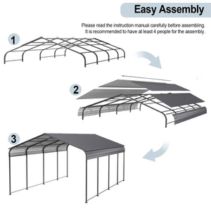 Heavy Duty Metal Carport 12 × 20 FT