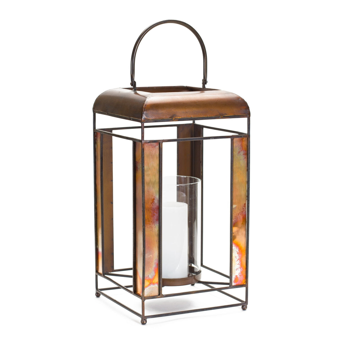 Bronze-metal-candle-holder-with-glass-hurricane-stand-Candle-Holders