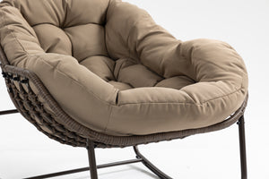 Outdoor Oversized Wicker Rocking Chair with Thick Cushion