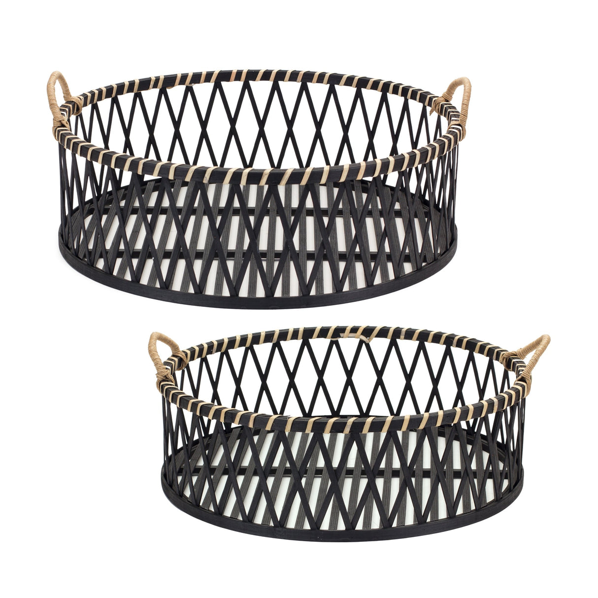 Round-Woven-Bamboo-Trays-with-Rattan-Handle-Accent-(Set-of-2)-Serving-Trays