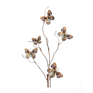 Blue and Orange Wire Butterfly Spray (Set of 6)