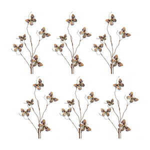Blue-and-Orange-Wire-Butterfly-Spray-(Set-of-6)-Artificial-Flowering-Plants