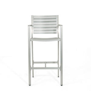Outdoor Aluminum Rust Proof Barstools (Set of 2) - Silver