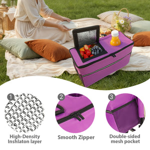 3-in-1 Heavy-Duty Folding Wagon Cart with Bench Seat & Storage