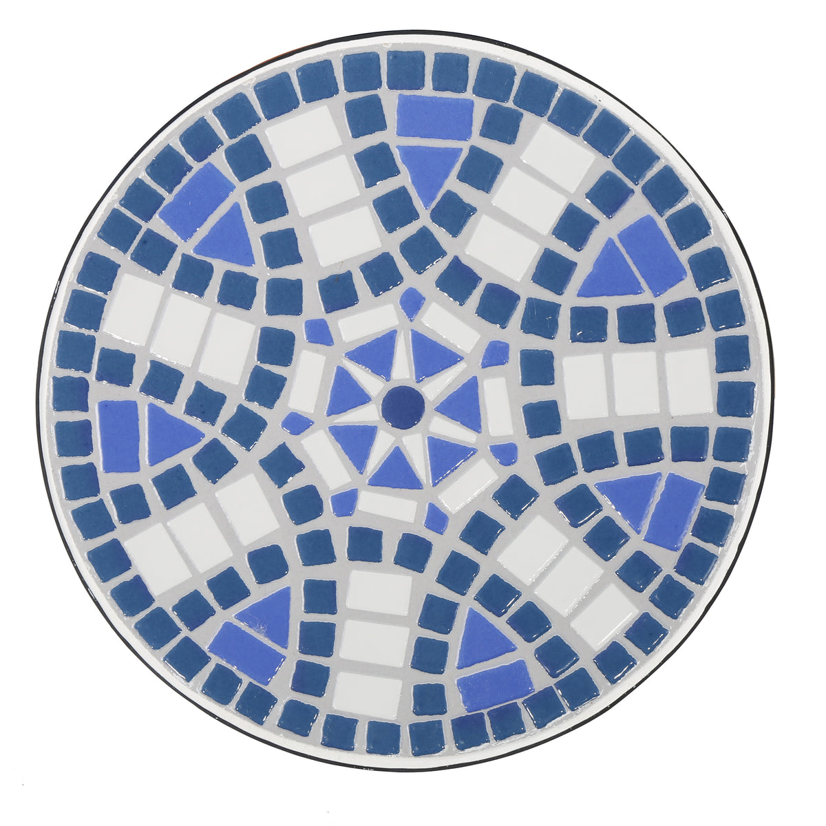 Outdoor Round Side Table with Mosaic-Style Top