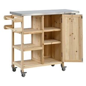 Foldable Outdoor Kitchen Island With Storage Cabinet