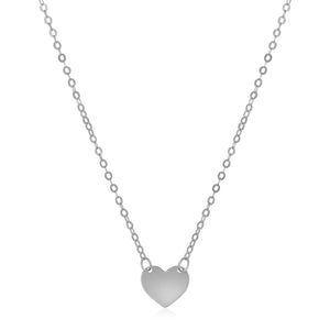 14k White Gold Polished Mini Heart Necklace
