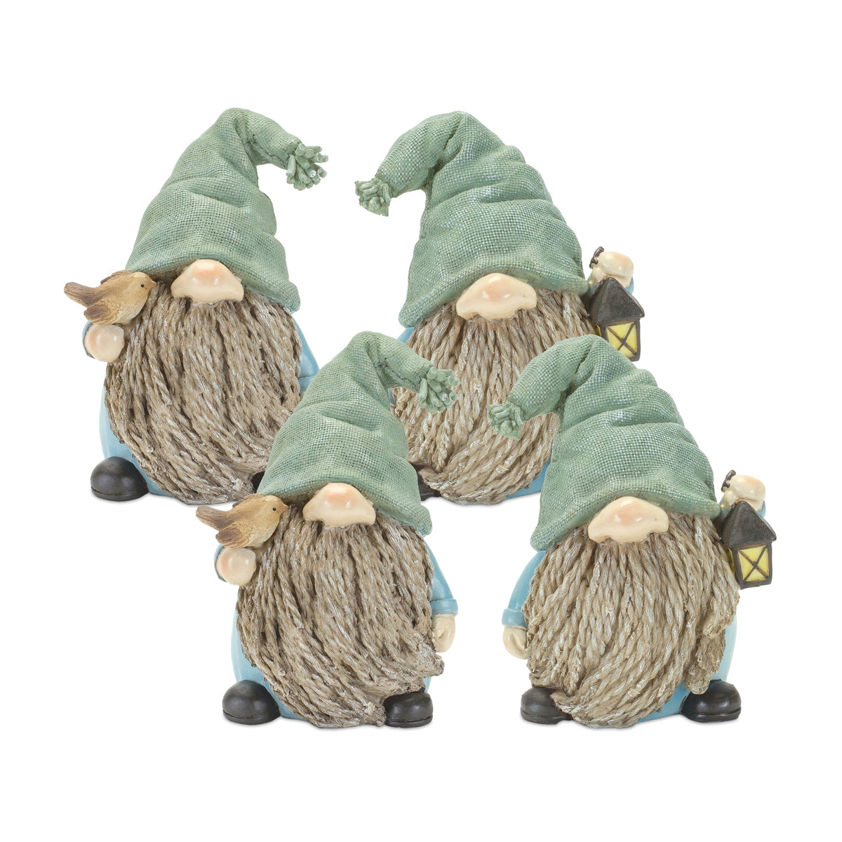 Stone-garden-gnome-figurine-with-bird-and-lantern-accent-(set-of-4)-Outdoor-Lighting
