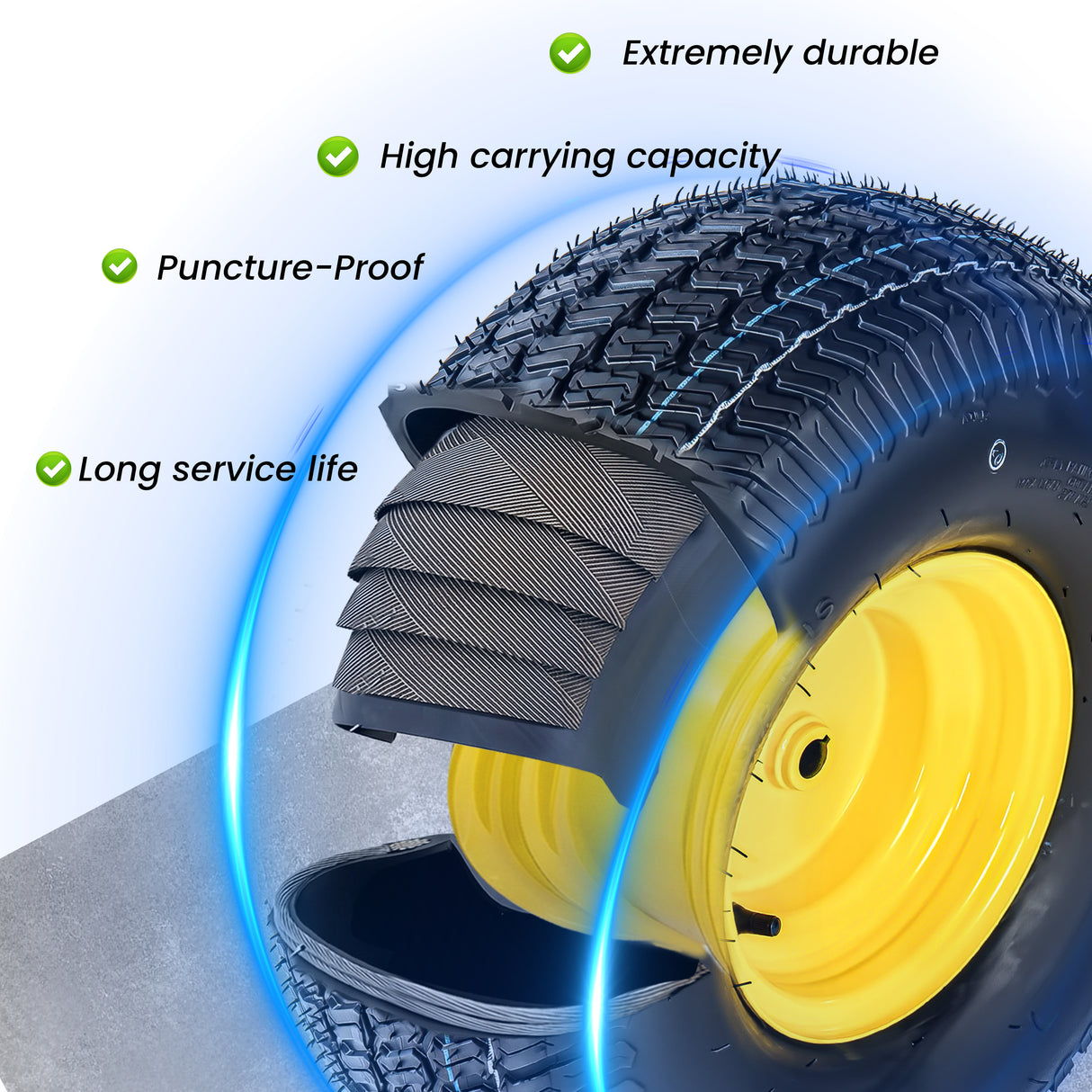 Set of 2 20x8.00-8 Lawn Mower Tires and Wheel Assembly
