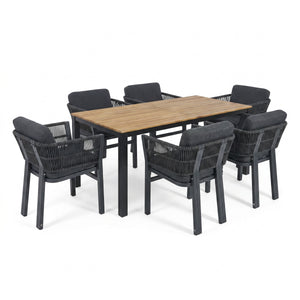 7-Piece Outdoor Dining Set with Acacia Wood Table and Chairs