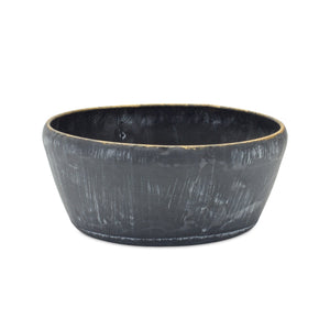 Round Distressed Metal Planter with Gold Accent (Set of 2)