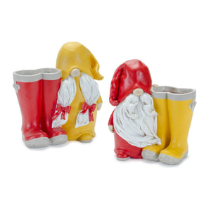 Garden-gnome-with-rainboot-platner-or-vase-(set-of-2)-Vases