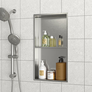 Modern Stainless Steel Shower Niche Double Shelf For Bathroom