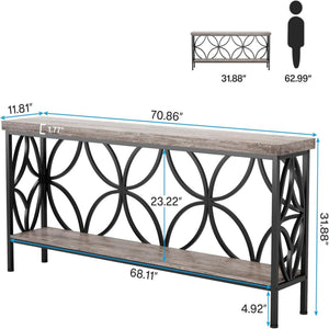 Extra Long Console Table With Open Storage Shelves
