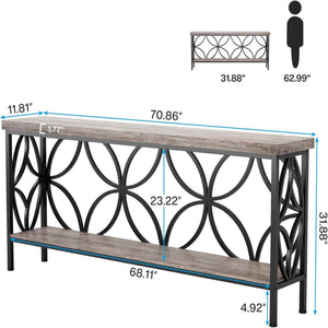 Extra Long Console Table With Open Storage Shelves