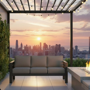 All-Weather Patio Sofa With Cushions, 3 Seat Outdoor Couch