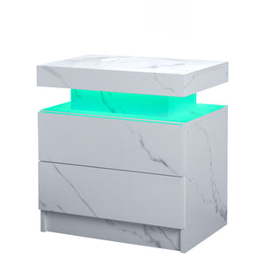 Modern LED Nightstand with 2 Drawers