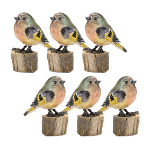 Rustic-stone-bird-figurine-perched-on-stump-(set-of-6)-Figurines