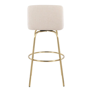 Toriano - Contemporary Fixed Height Barstool With Swivel And Round Footrest (Set of 2)