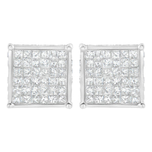 10K White Gold 2ct TDW Princess-Cut Composite Diamond Stud Earring (I-J ,I2-I3)