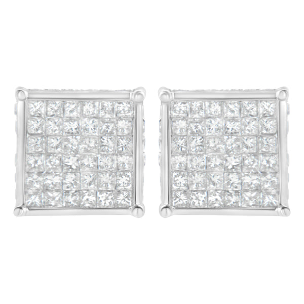 10K White Gold 2ct TDW Princess-Cut Composite Diamond Stud Earring (I-J ,I2-I3)