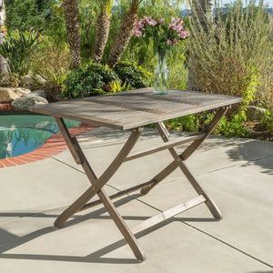Blissique - Outdoor Foldable Wood Dining Table With Slat Design - Best Buy Furniture