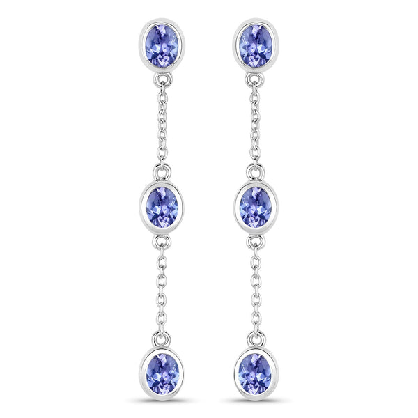 1.98 Carat Genuine Tanzanite .925 Sterling Silver Earrings