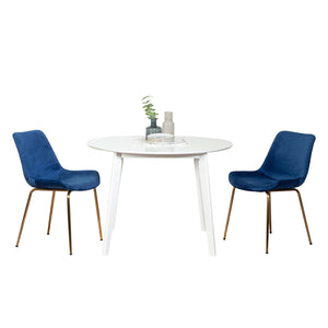 Aufurr Contemporary 3-Piece Dining Set White Round Dining Table with 2 Chairs