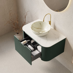 DINA 30" Bathroom Vanity & Sink, Floating Curved Edges