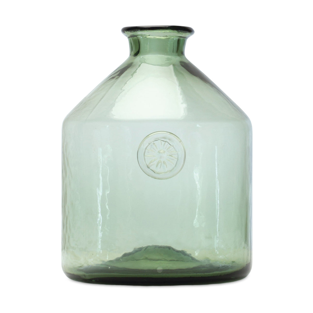 Sage glass bottle neck vase 9"h