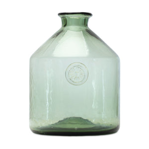 Sage glass bottle neck vase 9"h