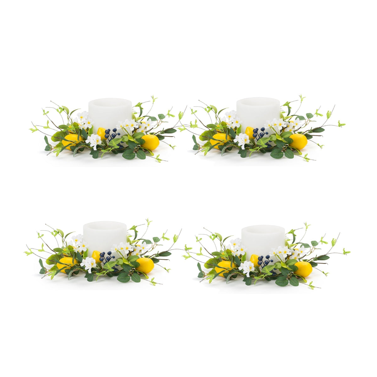 Lemon-and-blue-berry-floral-candle-ring-(set-of-6)-Candles