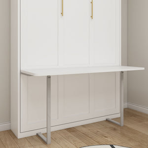 Queen Size Murphy Wall Bed With Side Storage Cabinets - White