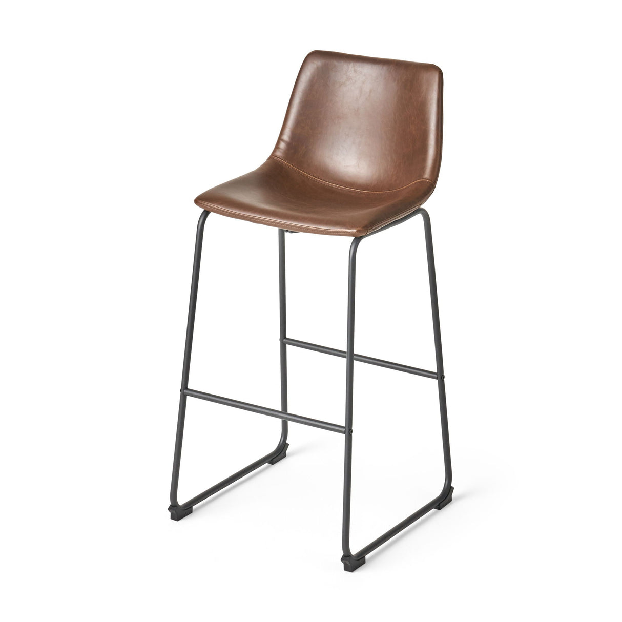 Barstool With Upholstery And Foot Rail - Vintage Brown - Best Buy Furniture