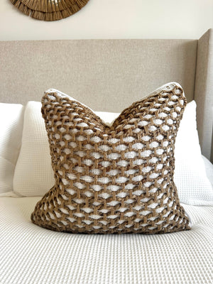 Tuban Pillow Cover 18x18 in Cotton and Jute by Busa Designs