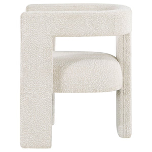 Verda - Upholstered Accent Side Chair In Soft With Rounded Open Back And 3 Leg Base - White